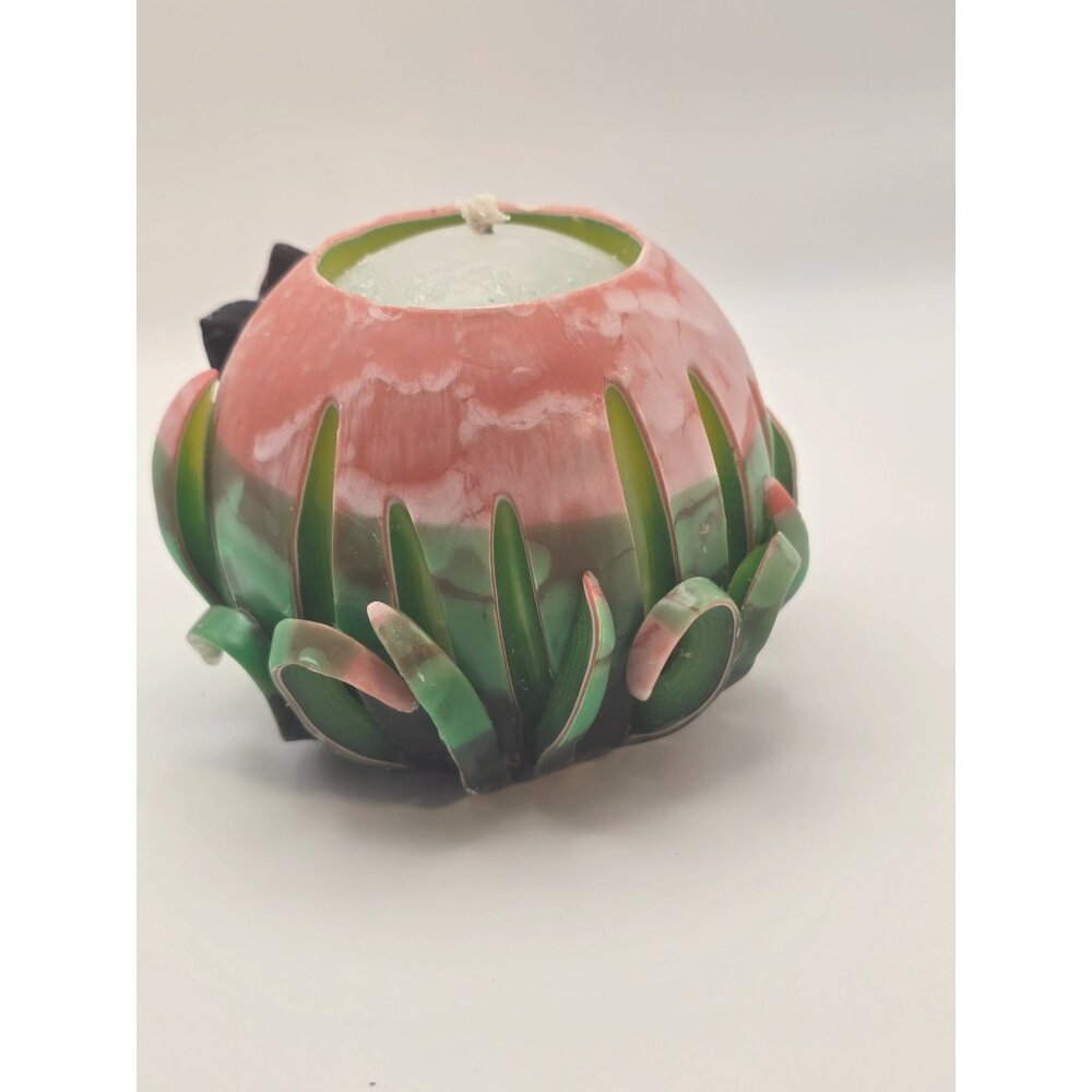 Rose hand Carved Round Candle - Picture 3 of 6